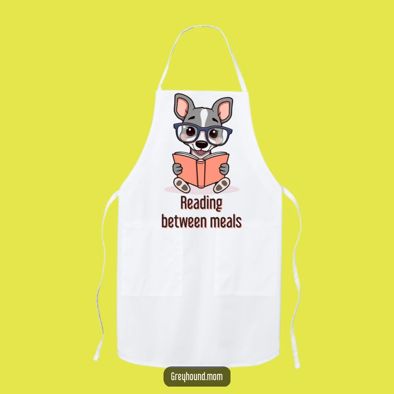 Funny Bookworm Greyhound Apron - Literary Dog Gift for Home Chefs