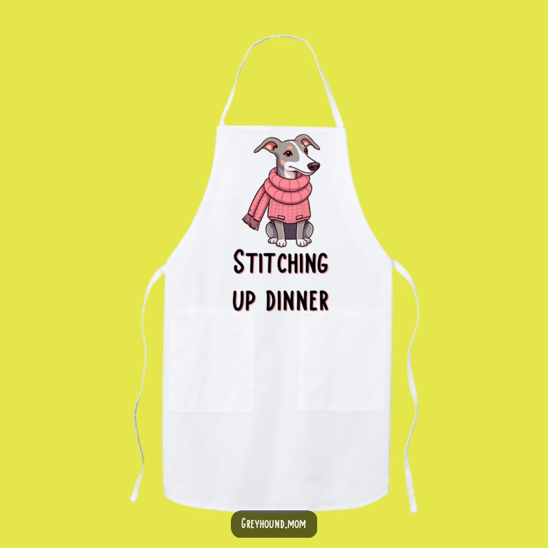Funny Greyhound Sweater Knitting Apron - Craft with Canine Charm