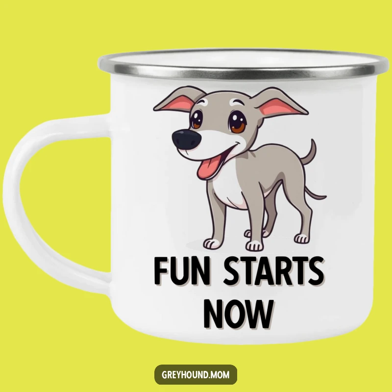 Funny Greyhound Camping Mug: Ready for Fun Outdoors, Durable Funny Gift