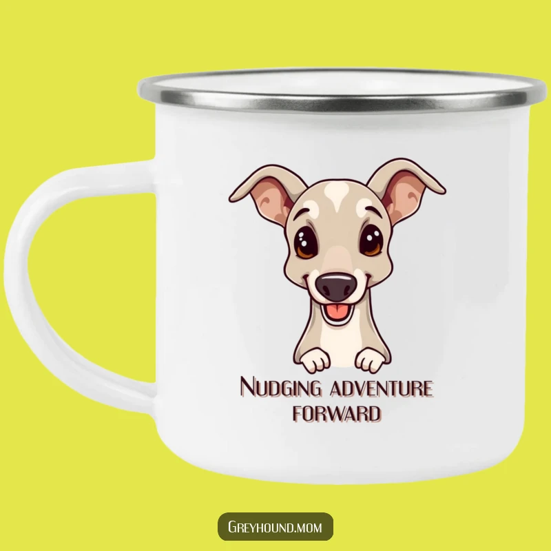 Funny Greyhound Camping Mug: Elegant Nudge Outdoors, Durable Funny Gift