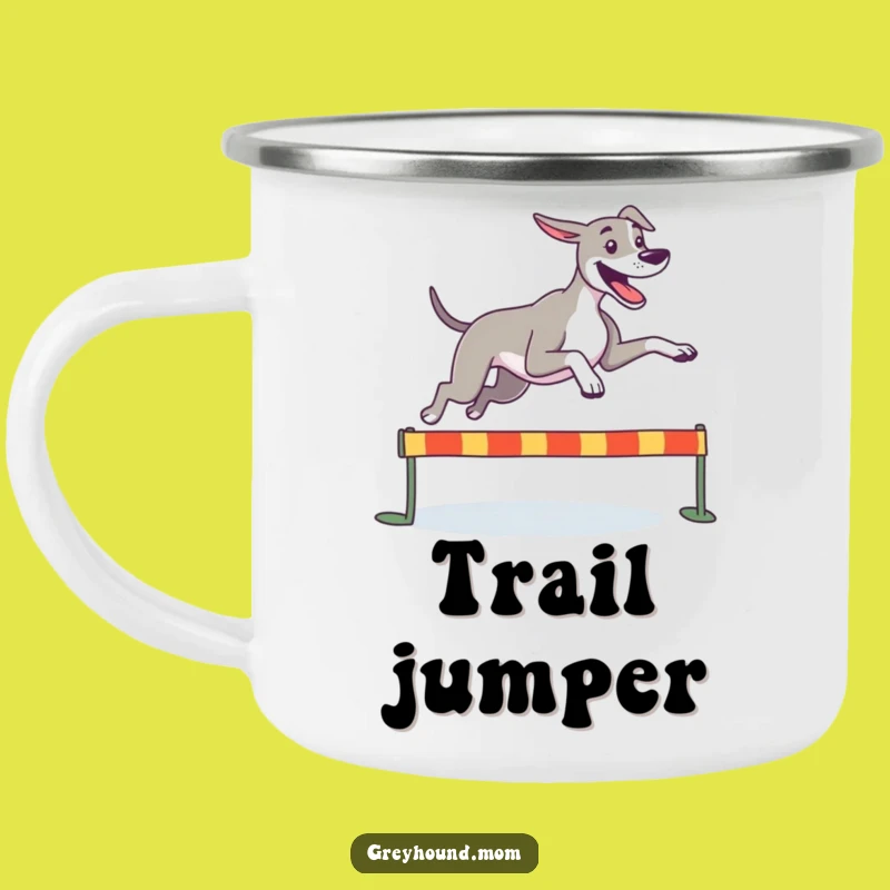 Funny Greyhound Runner Enamel Mug: Outdoor Athletic Gift
