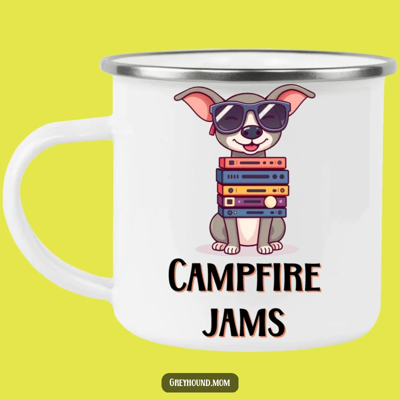 Funny Greyhound Sunglasses Record Camping Mug - Cool Retro Camp Gift