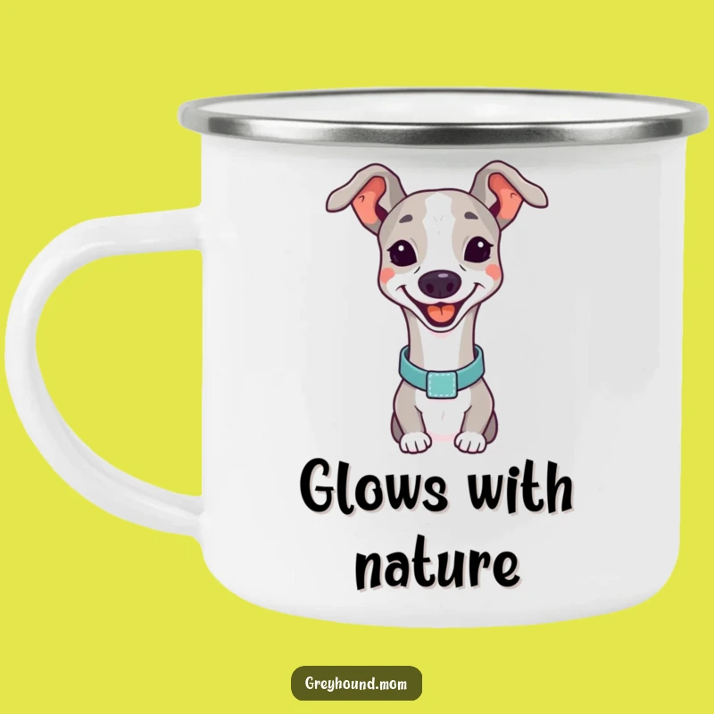 Funny Happy Greyhound Camping Mug: Durable & Cheerful Dog Mug, Great Funny Gift