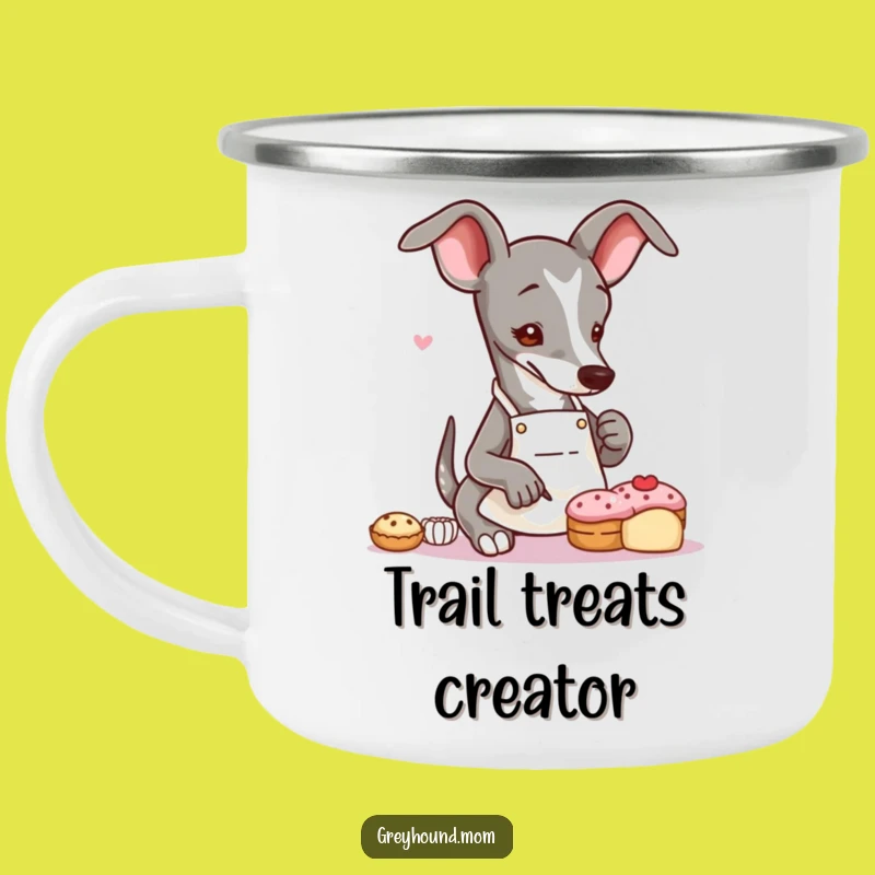 Artful Funny Greyhound Baker Camping Mug: Sweet Sips Outdoors - Great Dog Lover Gift