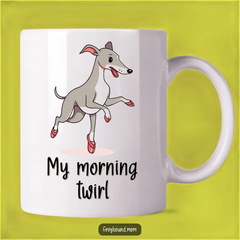 Funny Greyhound Ballet Slippers Mug: Graceful Pirouette Attempt Funny Gift