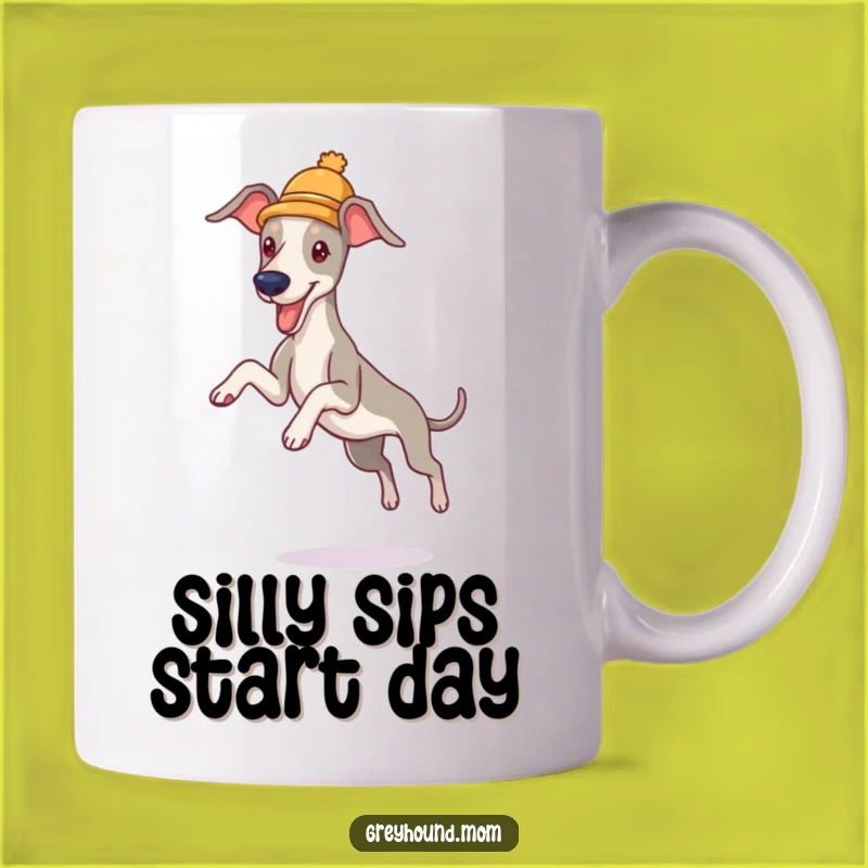 Funny Greyhound Hat Mug - Playful Leaper Gift for Dog Owners