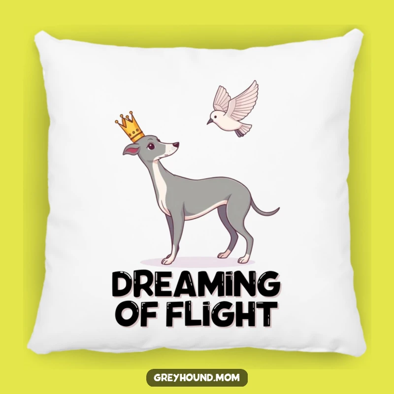 Funny Greyhound Pillow: Crowned Watcher, Regal Comfort Accent