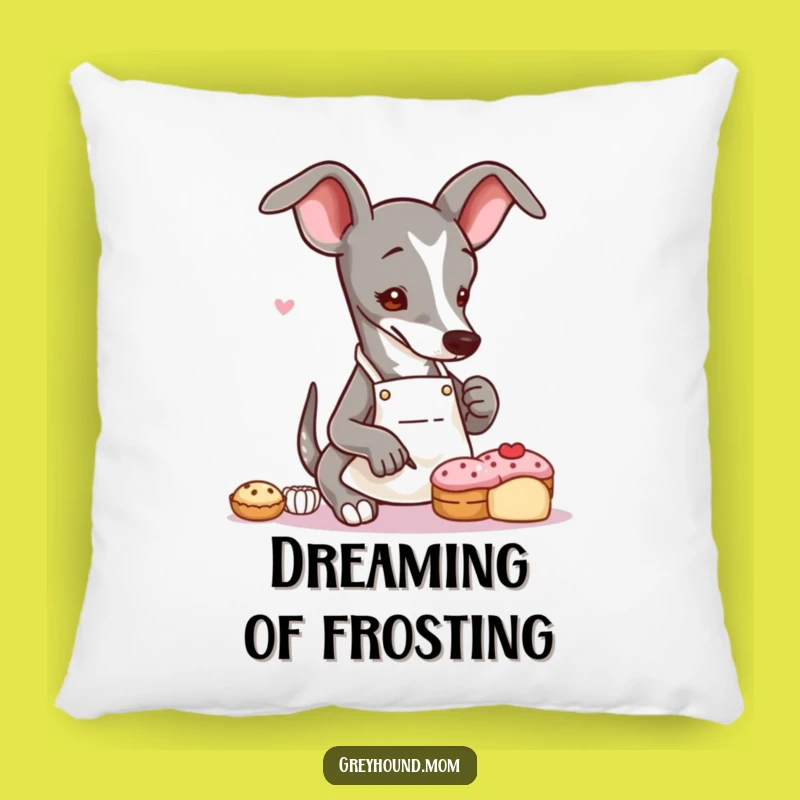 Funny Greyhound Baker Pillow: Artistic Comfort Cushion - Sweet Home Decor for Dog Fans