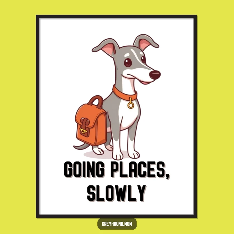 Funny Greyhound Adventure Digital Art: Ready for Outing Dog Print, Instant Funny Gift
