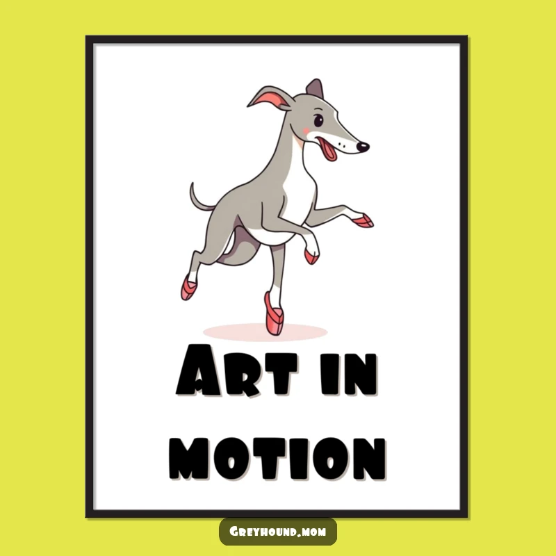 Funny Greyhound Ballet Digital Art: Hilarious Pirouette Wall Decor