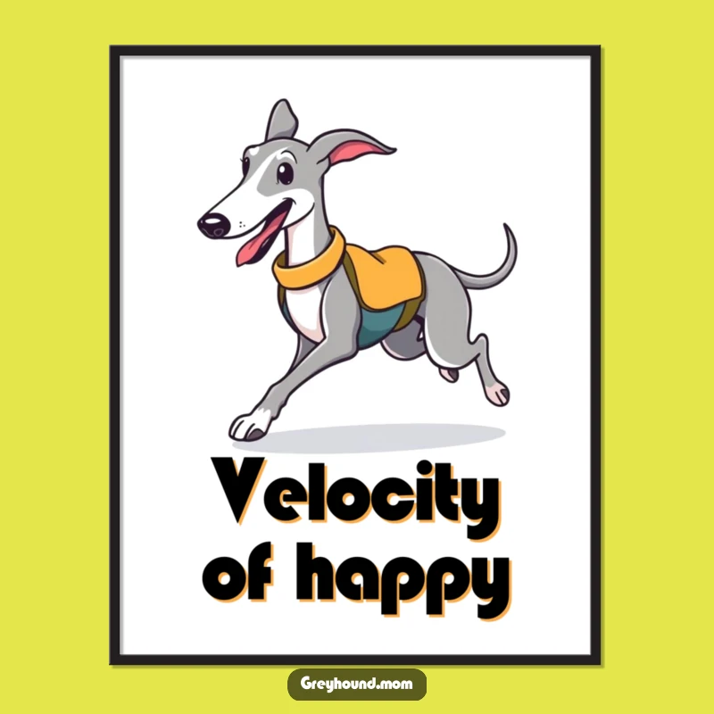 Funny Greyhound Digital Art: Joyful Trotting Dog for Instant Decor
