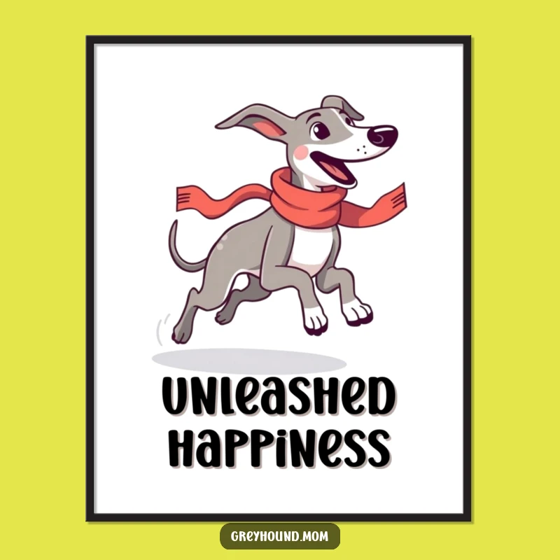 Funny Greyhound Joyful Run Digital Art - Dynamic & Humorous Dog Print