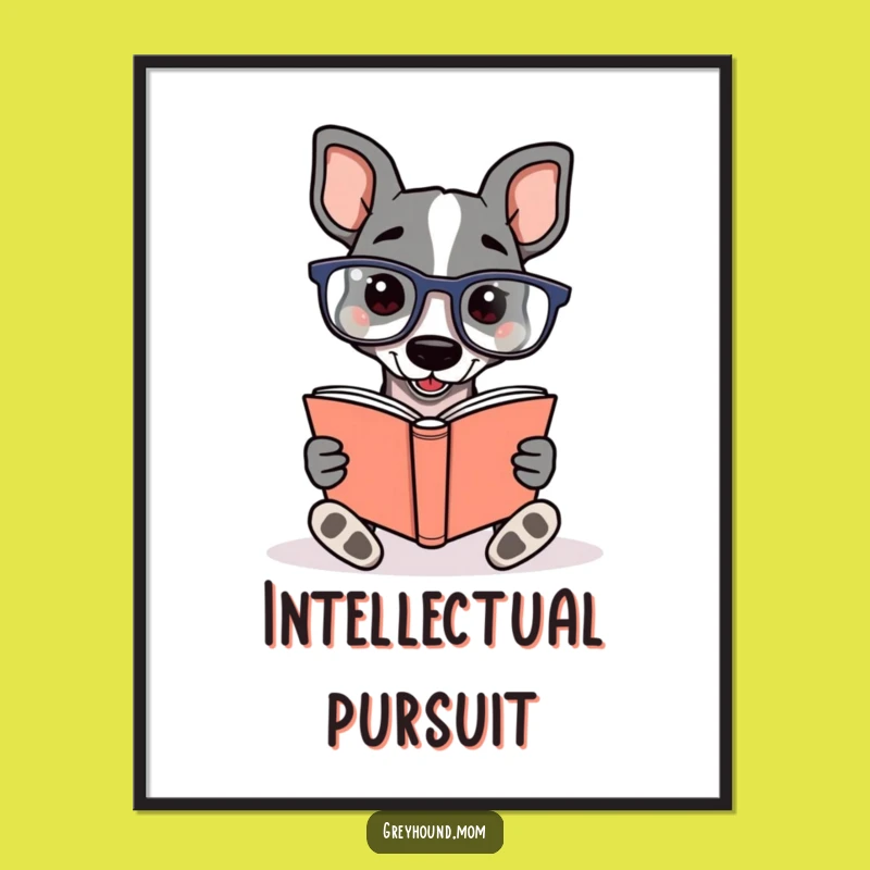 Funny Bookworm Greyhound Digital Art - Literary & Humorous Dog Print