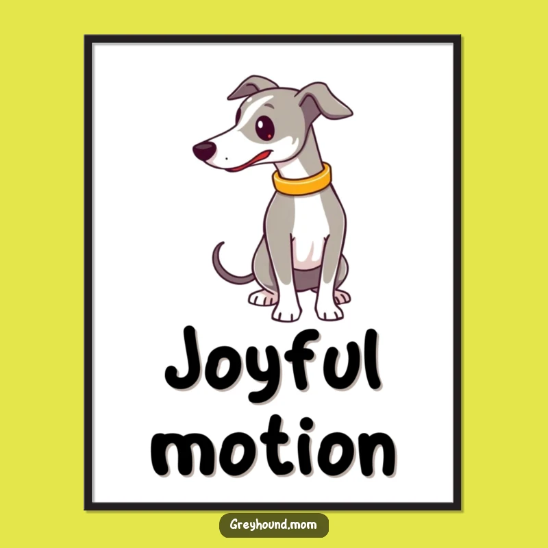 Funny Greyhound Wagging Tail Digital Art: Joyful Dog Wall Decor