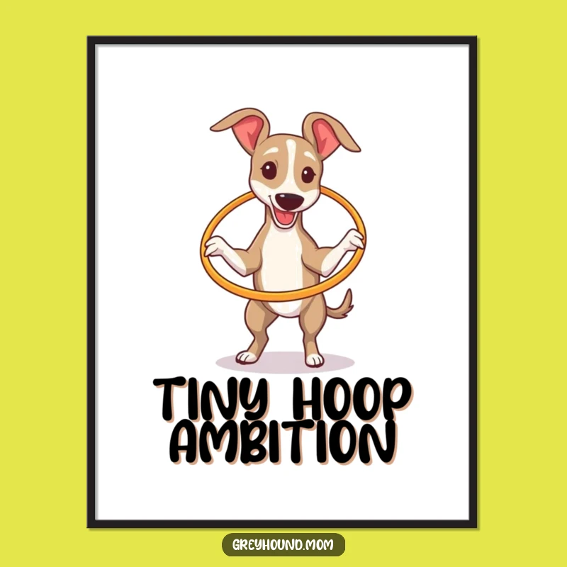 Funny Greyhound Hula Hoop Digital Art: Instant Laughter for Your Walls Gift