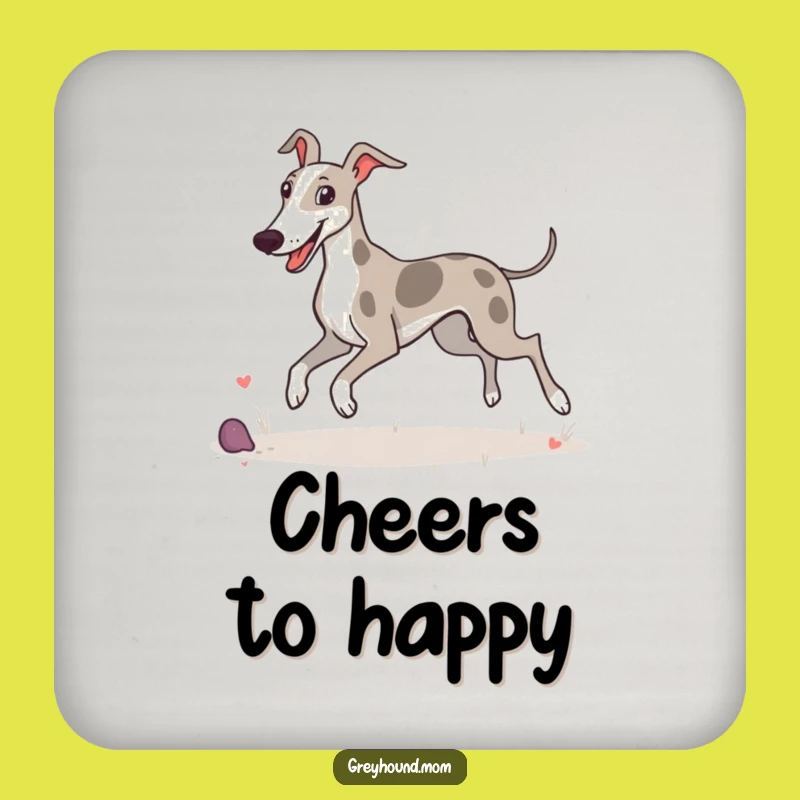 Funny Greyhound Prance Coasters: Protect Surfaces with Happy Art
