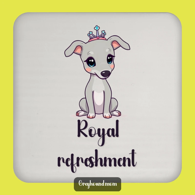 Funny Greyhound Tiara Drink Coaster - Elegant Protection for Tables
