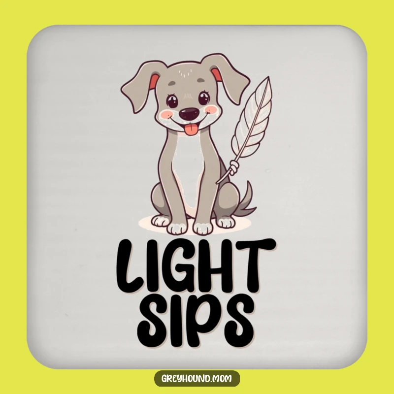 Funny Greyhound Coaster: Feather Guard, Smiling Table Protector Gift