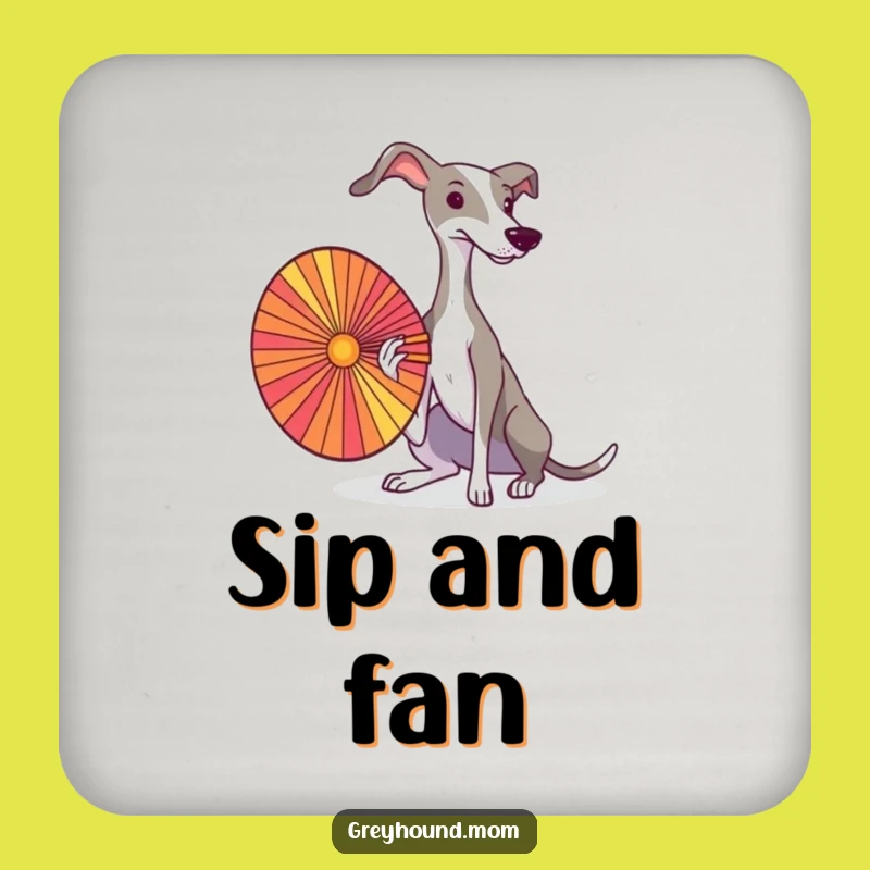 Elegant Greyhound Fan Coaster: Protect Surfaces with Canine Grace Gift