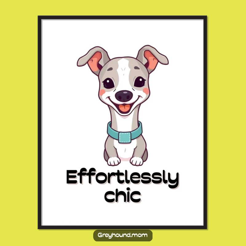 Funny Happy Greyhound Poster: Smiling Dog Art, Great Funny Gift Decor