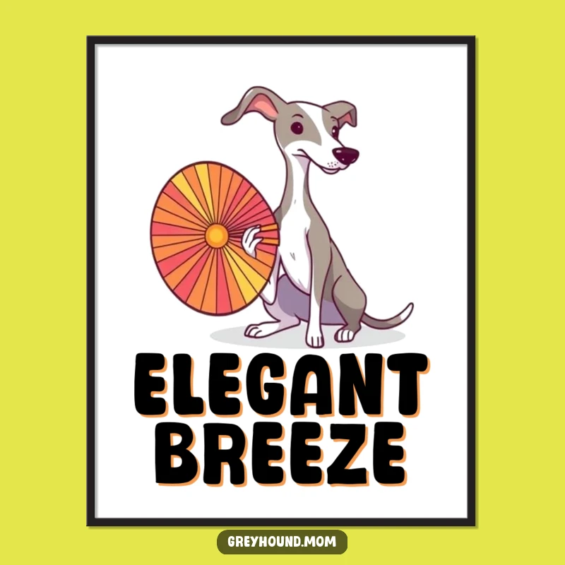 Elegant Greyhound Fan Art Print: Sophisticated Wall Decor Gift