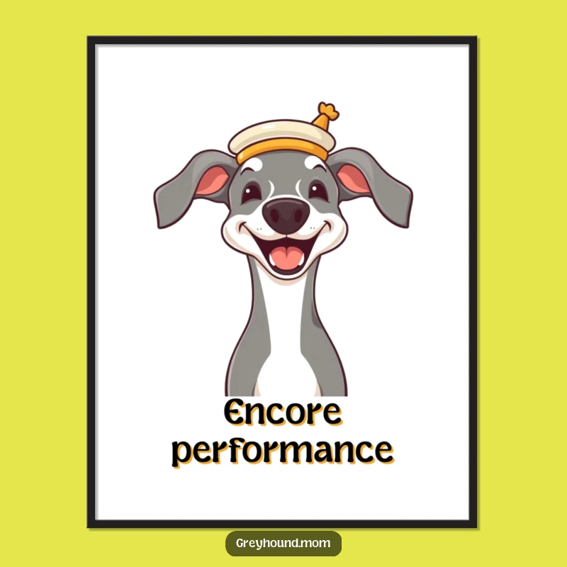 Funny Greyhound Opera Hat Poster - Elegant Joyful Art Print Gift