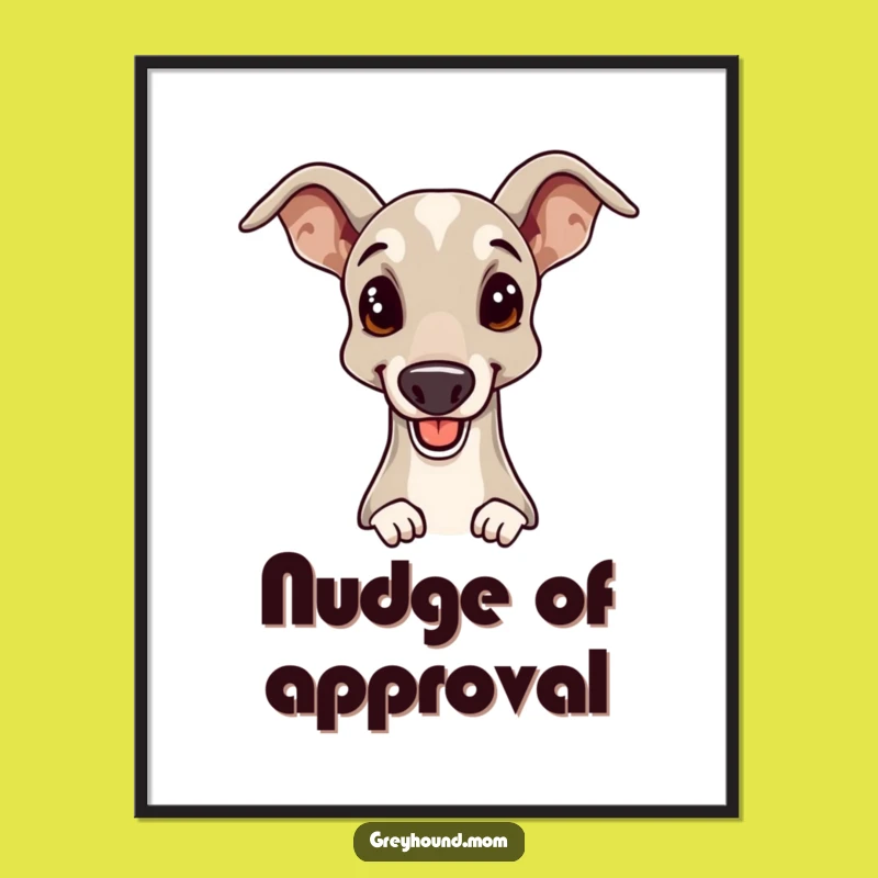 Funny Greyhound Art Print: Head Nudge Elegance, Charming Funny Gift for Walls
