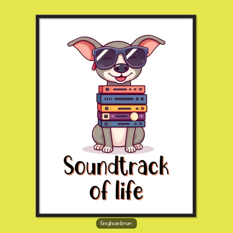 Funny Greyhound Sunglasses Record Poster - Retro Cool Art Print Gift