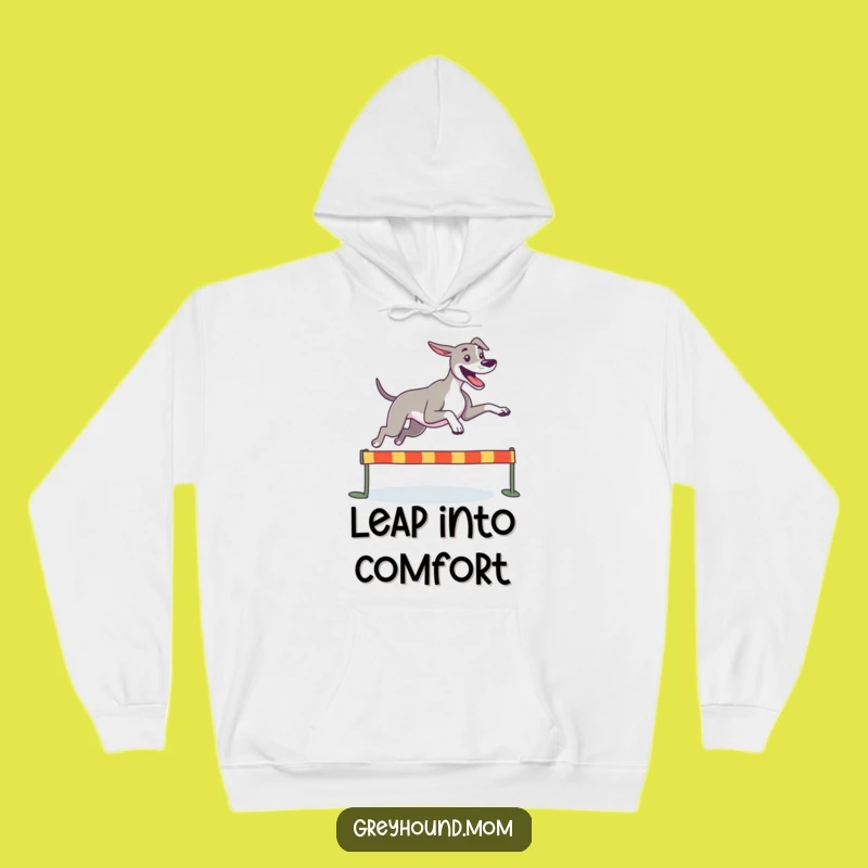 Cozy Greyhound Leap Hoodie: Warm and Humorous Runner Gift
