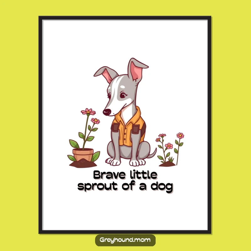 Free Printable Wall Art: Funny Gardening Greyhound Poster - DIY Downloadable Decor
