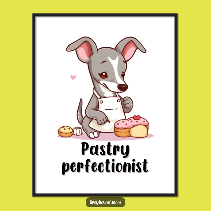 Free Printable Wall Art: Funny Greyhound Baker Decorating - Downloadable Sweet Decor