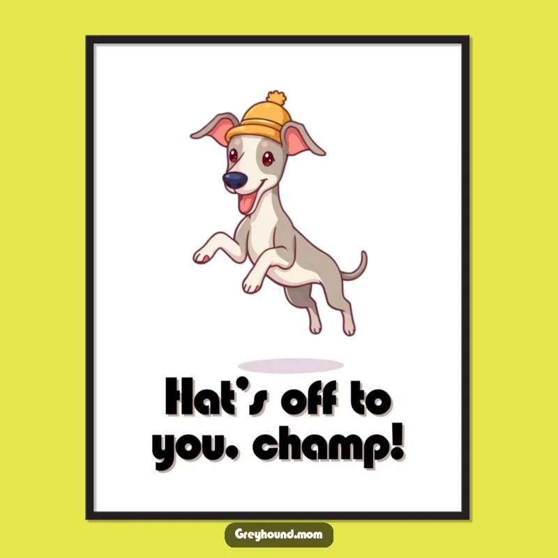 Free Printable Wall Art: Playful Greyhound Jumper, Funny Downloadable Decor for Whimsical Spaces