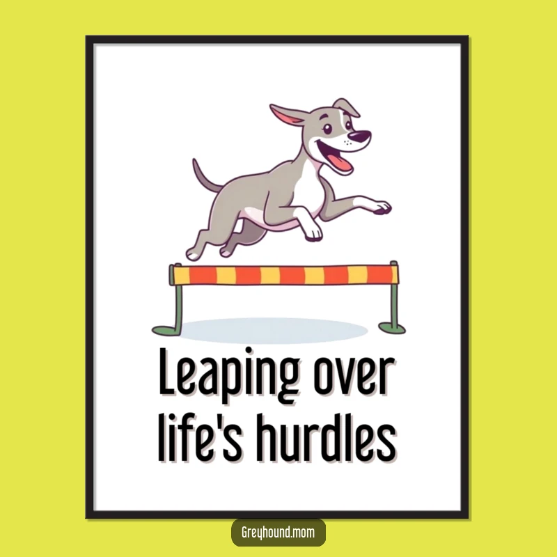 Free Printable Greyhound Wall Art: Funny Leaping Dog Downloadable Decor