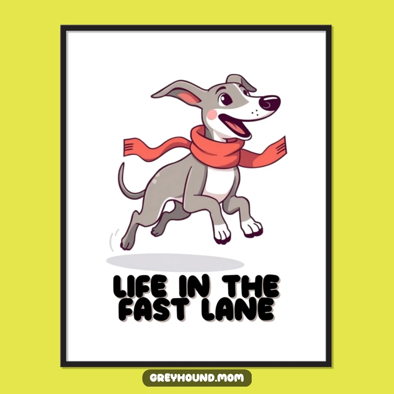Free Printable Greyhound Wall Art: Joyful Runner, Funny Dog Downloadable Art