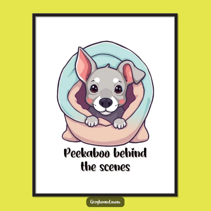 Funny Free Printable Greyhound Wall Art: Curious Dog Peeking, Hilarious Downloadable Art