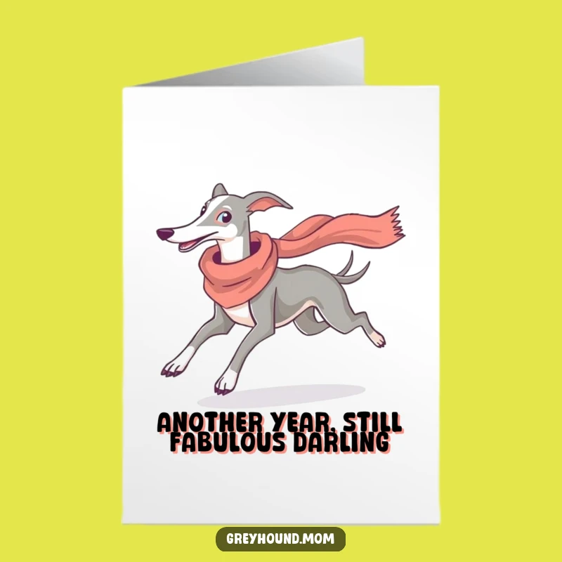Free Printable Birthday Card: Graceful Greyhound Runner, Funny Downloadable Gift for Dog Lovers