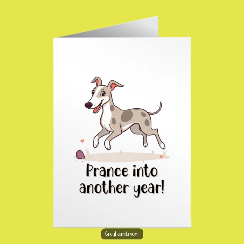 Free Printable Birthday Card: Happy Greyhound's Joyful Prance for a Festive Day