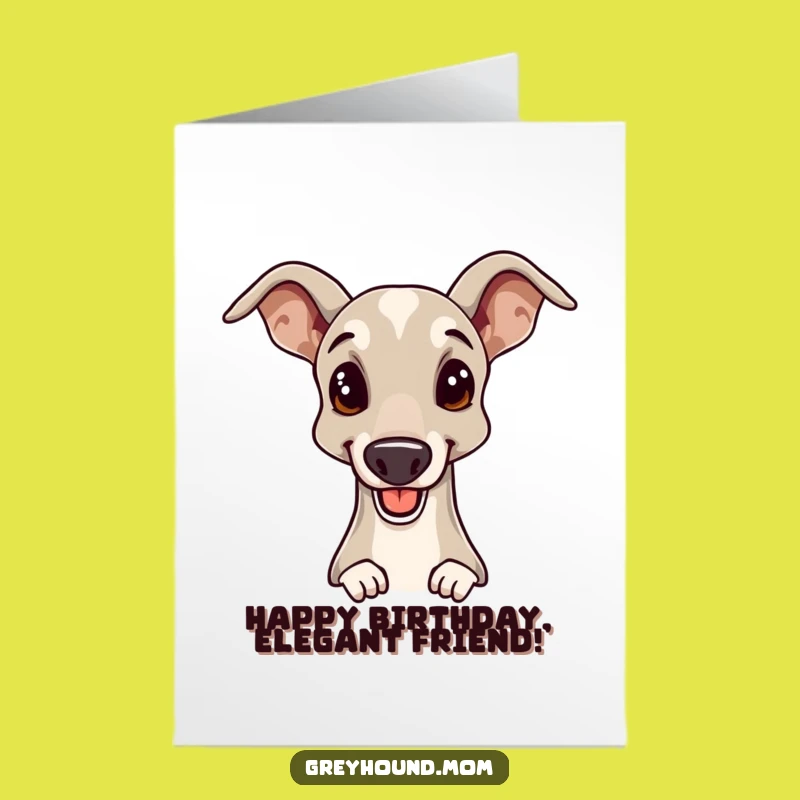 Free Printable Greyhound Birthday Card: Elegant Dog Lover Greeting Downloadable