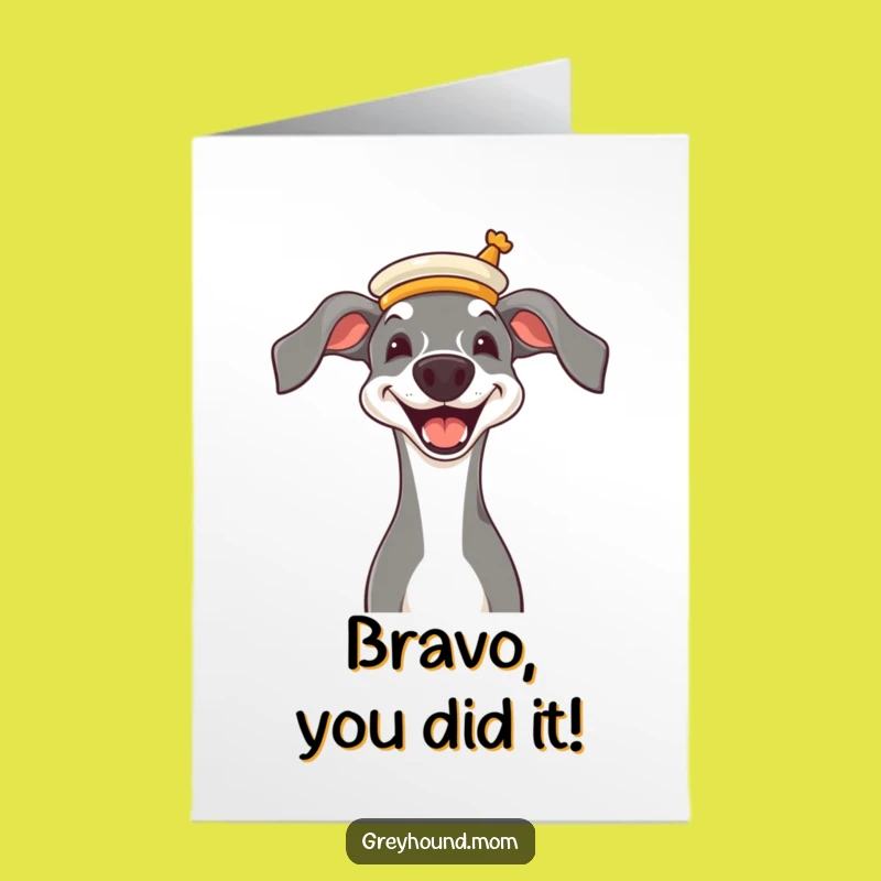 Free Printable Congrats Card: Elegant Greyhound Star, Downloadable Funny Gift