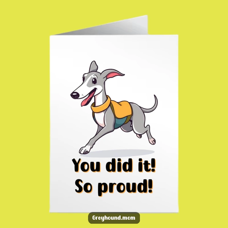 Free Printable Congrats Card: Sporty Greyhound's Joyful Trot for Your Big Win