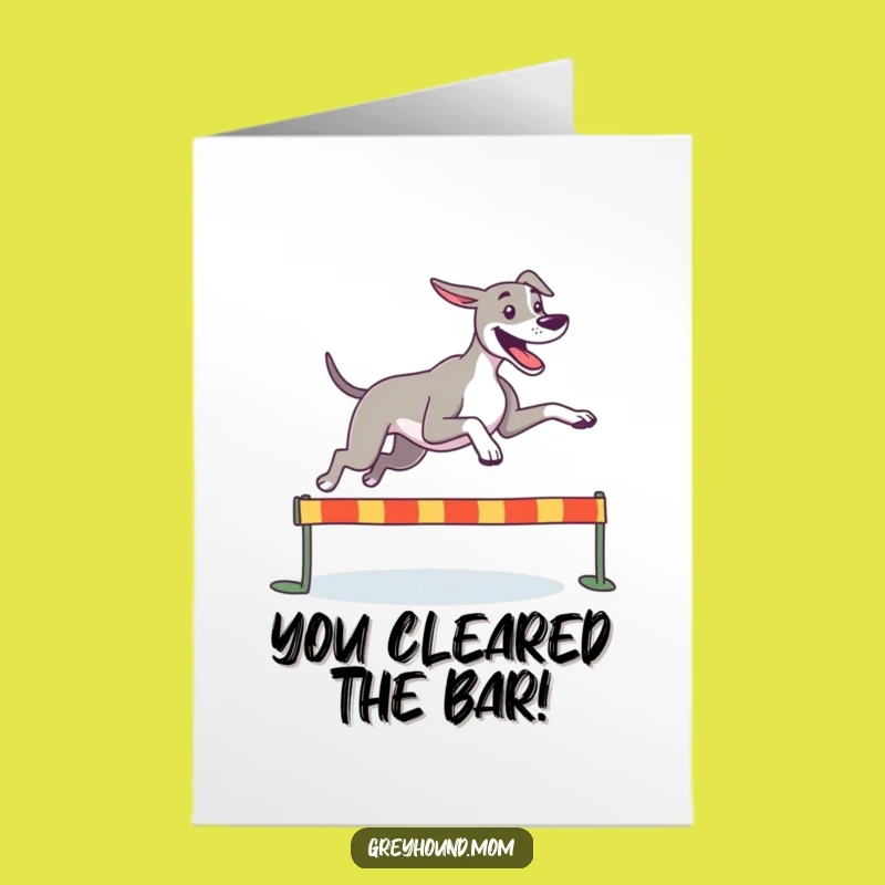 Free Printable Greyhound Congrats Card: Hurdle Jump Success Downloadable