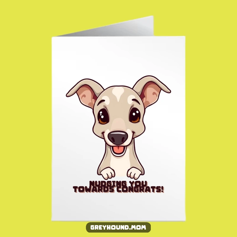 Free Printable Greyhound Congrats Card: Elegant Dog Downloadable Greeting Gift