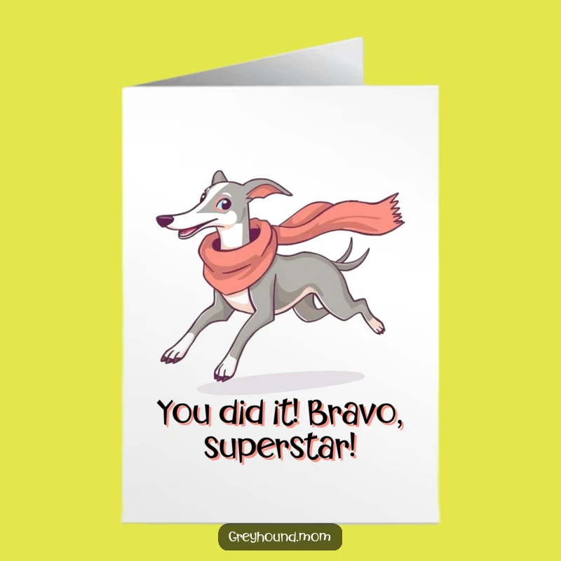 Free Printable Congrats Card: Elegant Greyhound Achiever, Funny Downloadable Gift for Success
