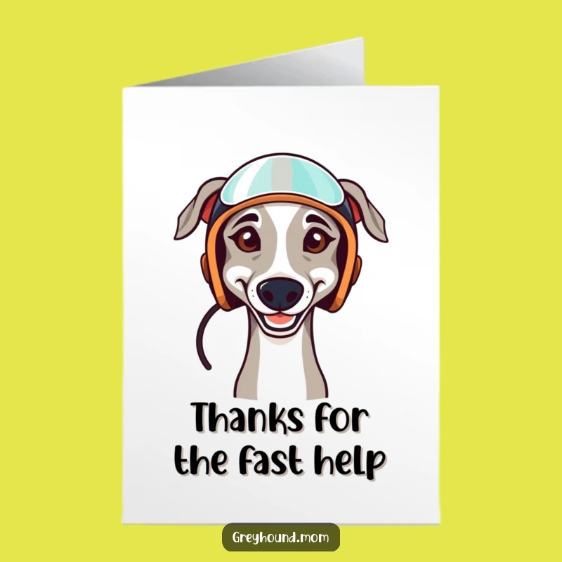 Free Printable Thank You Card: Determined Greyhound Racer - Funny Downloadable Gift