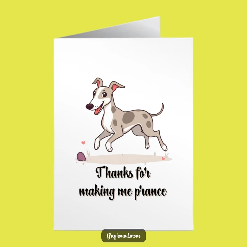 Free Printable Thank You Card: Greyhound's Happy Prance for Your Thoughtful Gesture