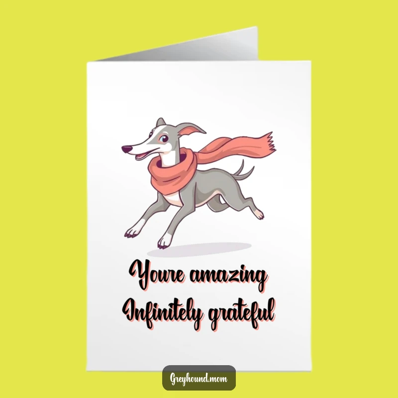 Free Printable Thank You Card: Graceful Greyhound Expressing Thanks, Funny Downloadable Gift