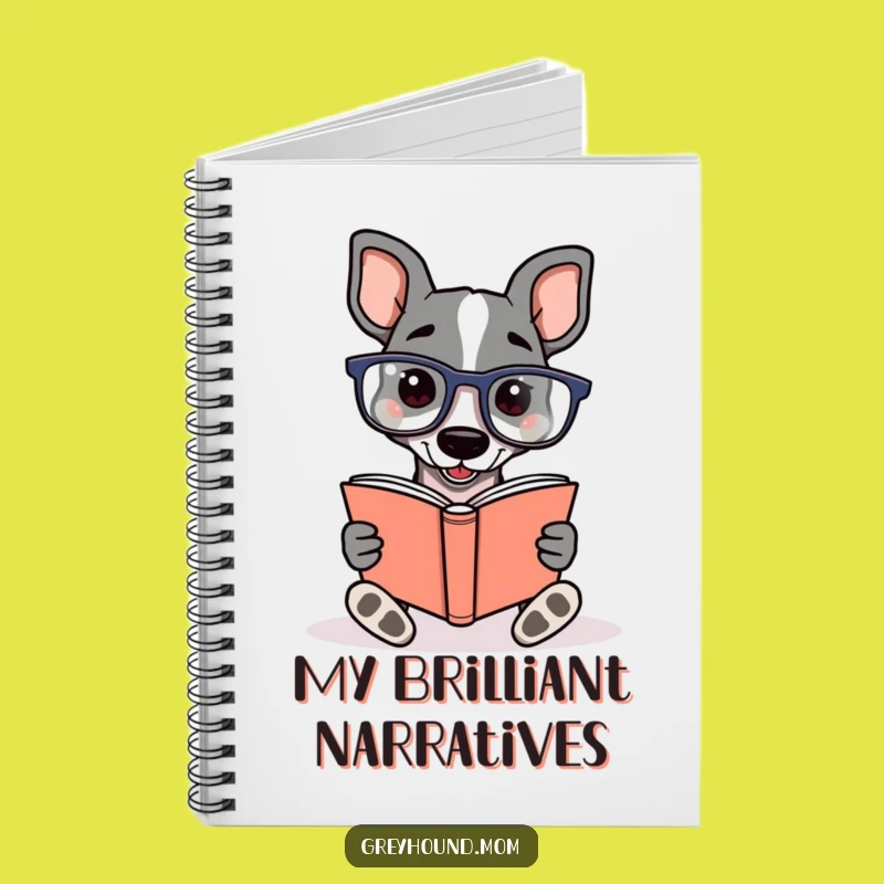 Funny Bookworm Greyhound Notebook - Reading Dog Journal for Ideas
