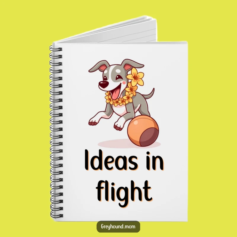 Funny Greyhound Lei Running Ball Notebook - Joyful Dog Lover Gift Idea