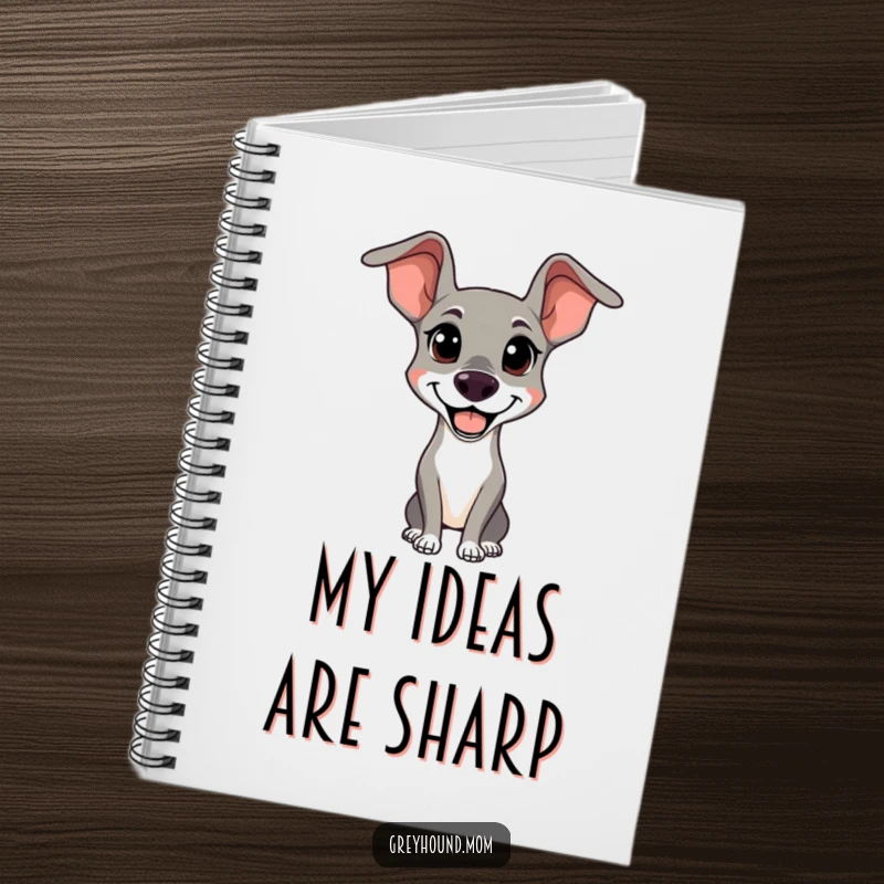 Funny Happy Greyhound Notebook: Journal with an alert, happy dog, ideal funny gift for writers.