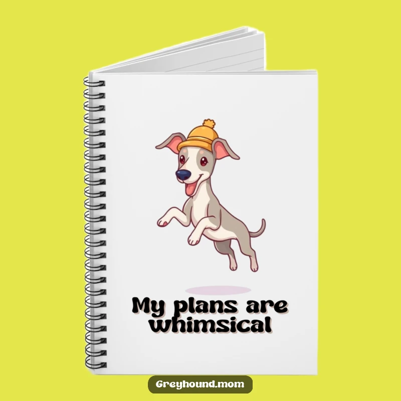 Funny Greyhound Hat Notebook - Playful Leaper Journal Gift
